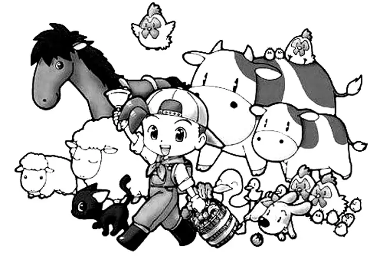 Harvest Moon Coloring Page 1